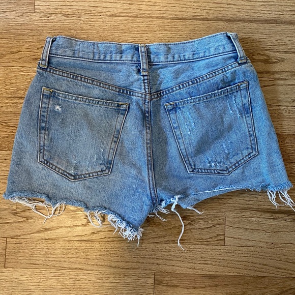 Free People Button Fly Blue Distressed Denim Short - Picture 2 of 3
